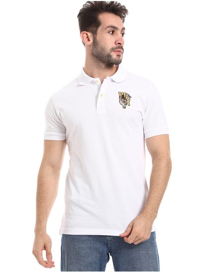 Buy Stitched Chest Logo Pique Patterned Polo Shirt in Egypt