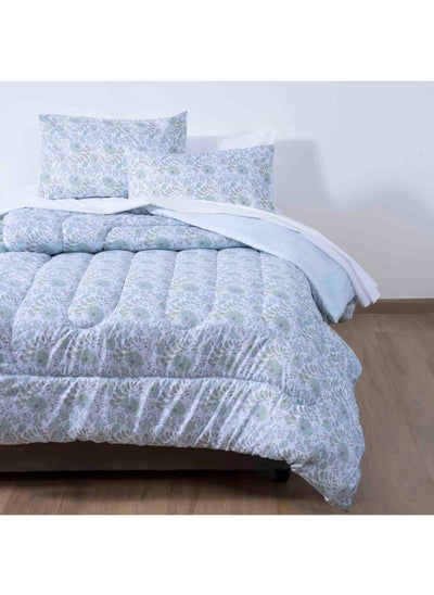 Buy Garden 3-Piece Microfiber Comforter Set 160X220Cm - Light Blue in UAE