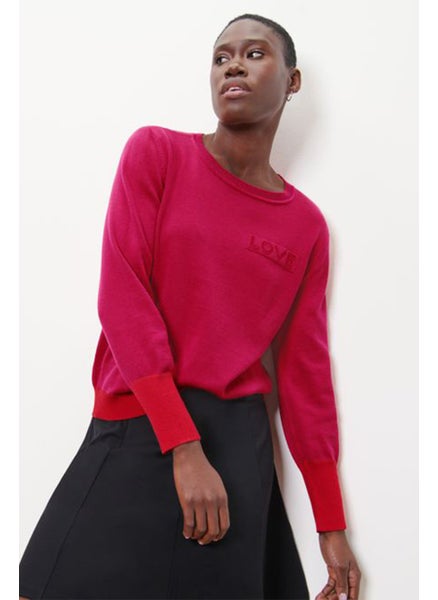 اشتري Women Crew Neck Long Sleeves Plain Sweatshirts, Red في الامارات