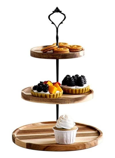 Buy 3-Tier Wooden Cake Stand,Decorative Fruit Snack Display Tray in UAE