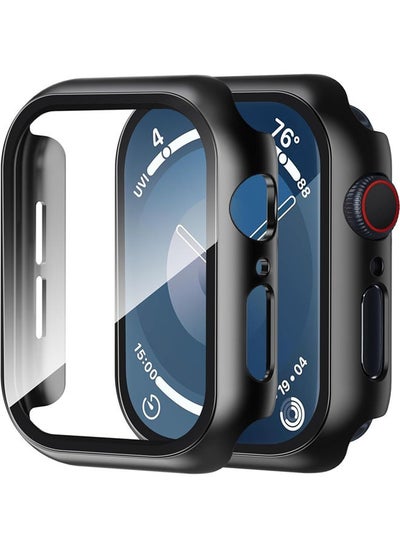 Buy Apple Watch Series 10 46mm case with Tempered Film Screen Protector, Full Protective Hard PC Bumper Touch Sensitive HD Screen Cover(46mm,Black) in Saudi Arabia