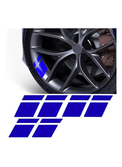 اشتري Wheel Rims Decal Stripes Reflective Car Stickers, for 18-21 Inch Decoration Accessories for Cars Trucks Vehicle Automobile (Blue 6 Pcs) في الامارات