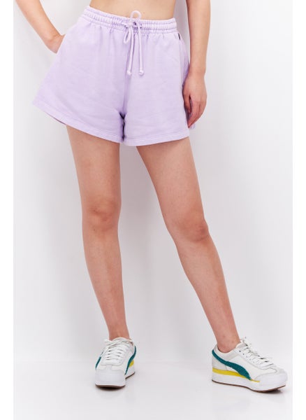 Buy Women Embroidered Logo Basic Shorts, Purple in UAE