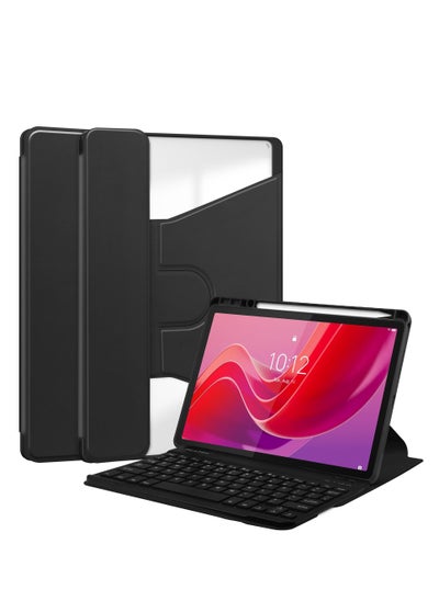 Buy For Lenovo Tab M11 TB330FU Acrylic Clear Swivel Tablet Case with Pen Tray and Detachable Wireless Bluetooth Keyboard in Saudi Arabia