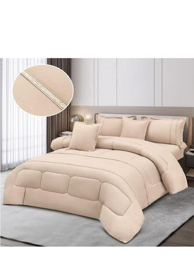 Buy Two-Piece Summer Bed Mattress 6 Pieces Middle Filling Geometric Design Microfiber 230x250 Cm in Saudi Arabia