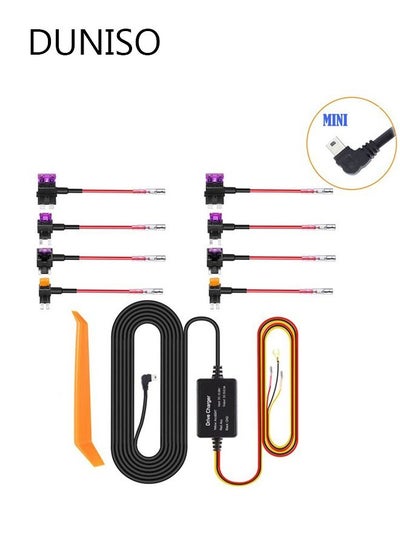 اشتري Hardwire Kit for Dashcam 11ft Mini USB Converts 12V-24V to 5V/2.5A 24 Hours Parking Mode Car Dash Camera Charger Cable kit with Low Voltage Protection 8 Fuse Holders Tap Cable في السعودية