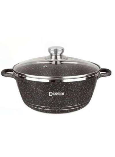 اشتري Ceramic Non Stick Cooking Pot With Glass Lid Black 24cm في الامارات