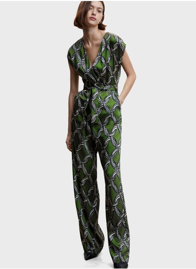 Buy Tie Detail Printed Jumpsuit in UAE