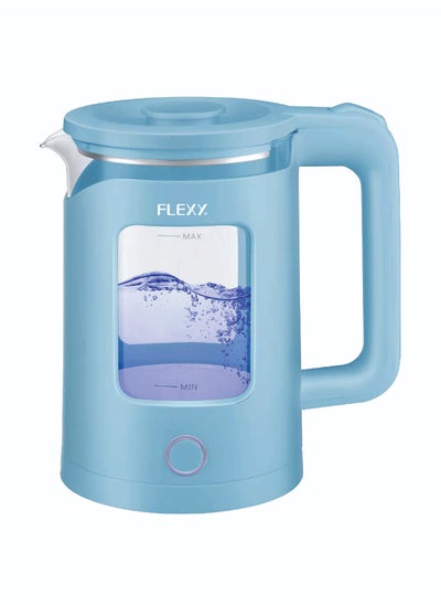 Buy FLEXY 1.5L Electric Kettle, 1360W | Glass Water Boiler with Double Crystal Walls, Auto Shut-Off, Boil-Dry Protection, 360° Swivel Base, Cool Handle | 2-Year Warranty in UAE