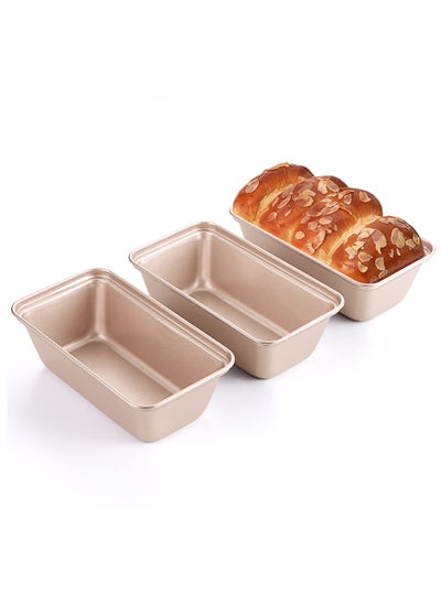 اشتري Mini Loaf Pan for Baking Bread, Nonstick Small Banana Bread Tins Set of 3, 6 x 3.3 x 2 In Tiny Carbon Steel Meatloaf Pan - Rose Gold في الامارات