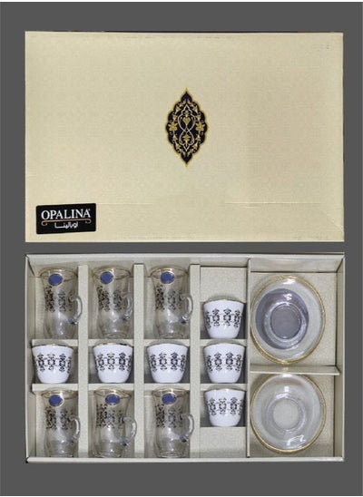 Buy Luxurious set Turkish gilded tea and coffee cup plate 18 pieces in UAE