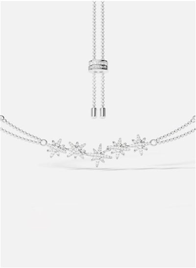 Buy Meteor Double layered Adjustable Necklace - Silver White in UAE