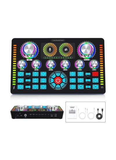 اشتري Professional Audio Mixer, Bluetooth Sound Board with XLR interface, Live Sound Card and Stereo Audio Interface, 48V Phantom Power, Voice Changer, for Podcasting, Live sound, recording Studio, Gaming في الامارات