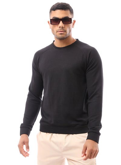 Buy Black Crew Neck Sweatshirt with Wide Hem in Egypt