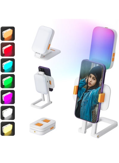 Buy xQoops Selfie Light with Phone Holder Stand, 1000mAh Battery Portable Dimmable LED Selfie Light with 14 RGB Lighting Modes and 3 Lighting Modes for iPhone, Video Conferencing, TikTok, YouTube, Makeup in Saudi Arabia