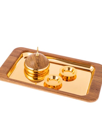 Buy 4 Piece Luxurious Tamreya Set 1 Tamreya With 2 Stone Seeds Bowl And 1 Stainless Steel Tray in Saudi Arabia