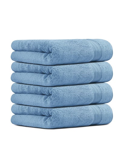 اشتري 4 PC 70X140 CM 550 GSM Luxury Home Linen, 100% Premium Cotton, 550 gsm, High Quality Weaving, Durable, Soft and Absorbent,  4 Bath Towel 70x140cm, Sky Blue, Made in Pakistan في الامارات