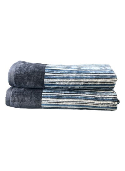 Buy 02 Piece Bath Towel Set - 500 GSM 100% Cotton Terry - 02 Beach Towels - Quick Dry - Super Absorbent 70 x 140 cm in Saudi Arabia