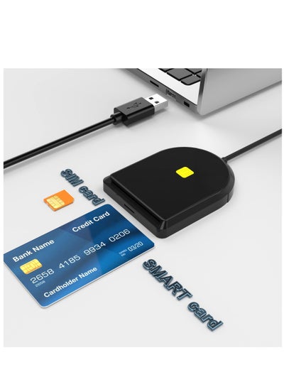 اشتري USB SIM Card Reader, ID Card Reader USB Smart Card Reader SIM Card Compatible Smart Card Reader for DOD Military USB Common Access CAC SIM ID IC Bank Health Insurance e-Tax Contact Chip Card Reader في السعودية