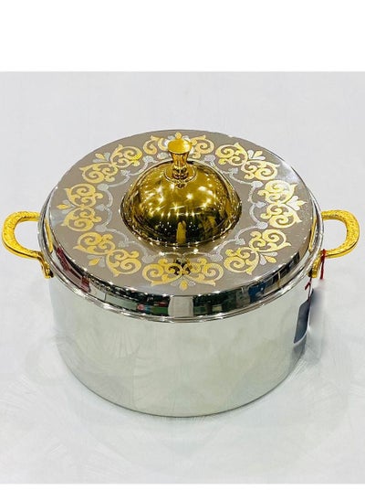 Buy Double Wall Stainless Steel Cooking Pot With Dome Lid Gold, Silver in Saudi Arabia