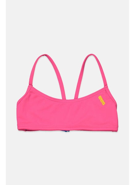 Buy Women Brand Logo Sleeveless Bikini Top, Pink and Yellow in Saudi Arabia