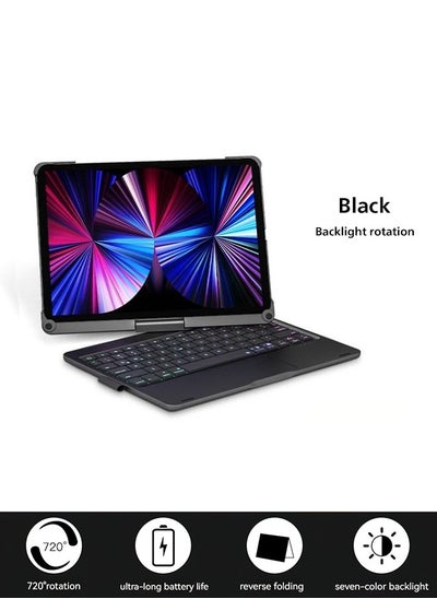 Buy 10.2 inch Tablet Keyboard Case 360° Rotation Smart Touch for Apple iPad Black in Saudi Arabia