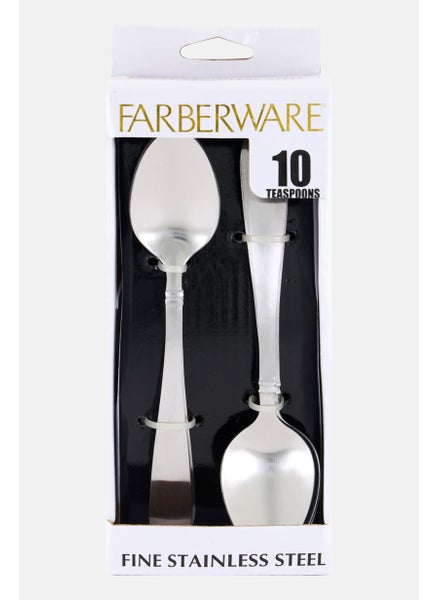 اشتري 10 Pcs Fine Stainless Steel Teaspoons, Silver في السعودية