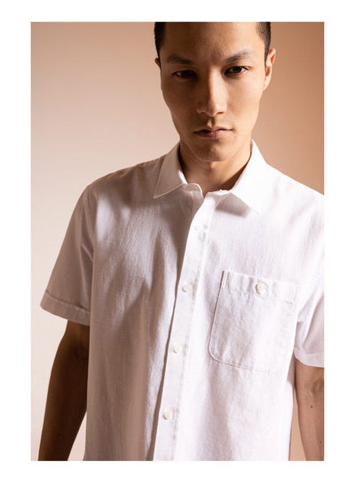 Buy Man Regular Fit Polo Neck Woven Short Sleeve Shirt in Egypt