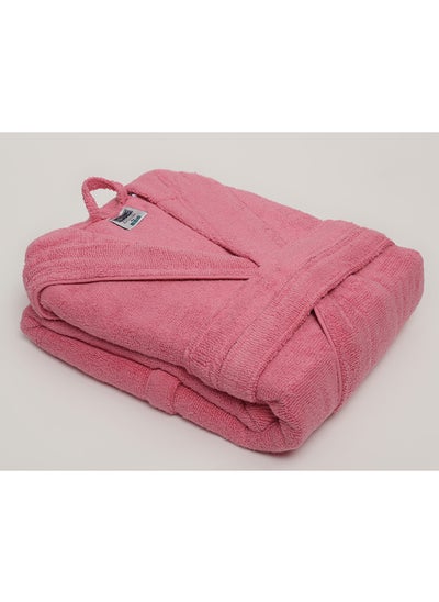 Buy Bathrobe - Unisex Adult - ZERO TWIST - 100% Cotton - 550 GSM - 1400 Grams - Luxury Feel - Premium Look - Super Absorbent - Quick Dry - Hood & Pocket - Size LARGE - Pink Color in UAE