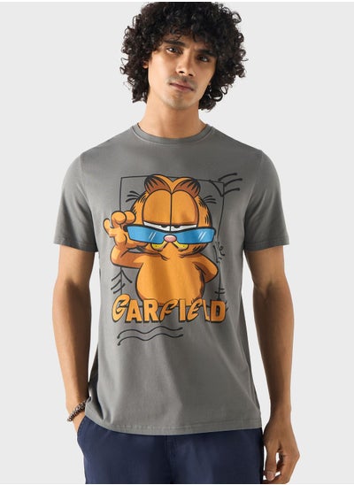 Buy Garfield Graphic Print T-Shirt in Saudi Arabia