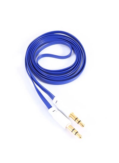 Buy Aux Flat Audio Cable 3.5Mm Male To Male 1m Car Aux Auxiliary Cord Stereo Audio Cable Connector For Smartphones and Tablets Blue in Saudi Arabia