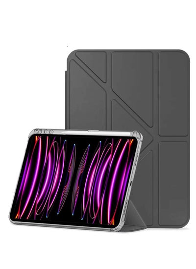 Buy Smart Folio Flip Origami Trifold Frosted Matte Clear Back Case with Pencil Holder and Auto Wake/Sleep Function Cover for Apple iPad Pro 12.9 (2022,2021,2020 12.9 Inch) – Black in Saudi Arabia