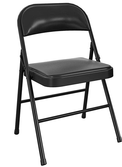 اشتري Folding Chairs with Padded Seats, Vinyl Upholstered Seats for All-Day Comfort, Lightweight Folding Chair Padded Folding Chairs Double Support, Quick Storage and Portability (Black) في الامارات