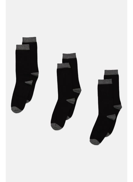 Buy Men 3 Pairs Formal Socks, Black in UAE