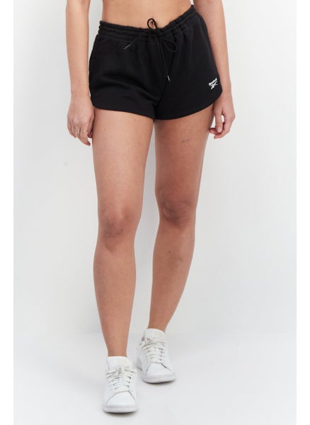 Buy Women Sportswear Drawstring Brand Logo Short, Black in UAE