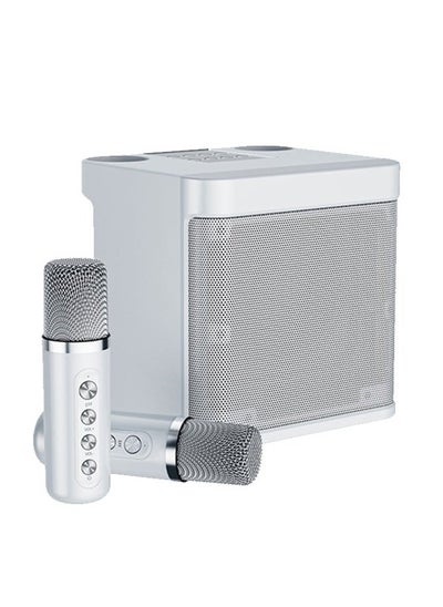 اشتري YS 203 Portable Wireless Bluetooth Karaoke Speaker With Dual Microphone White في الامارات