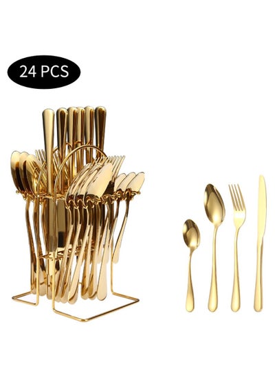 Buy 24 Piece Hanging Stainless Steel Flatware Service Set with Bracket in UAE