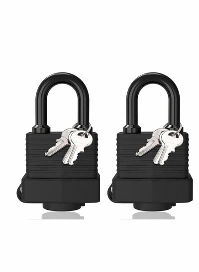 Buy Padlock with 3 Keys, 2Pcs Key Padlock Weatherproof Outdoor, Waterproof Lock 30mm Heavy Duty Padlocks Anti-Cut, Laminated Steel for Gym Locker, Garage, Fence, Shed, Yard in UAE