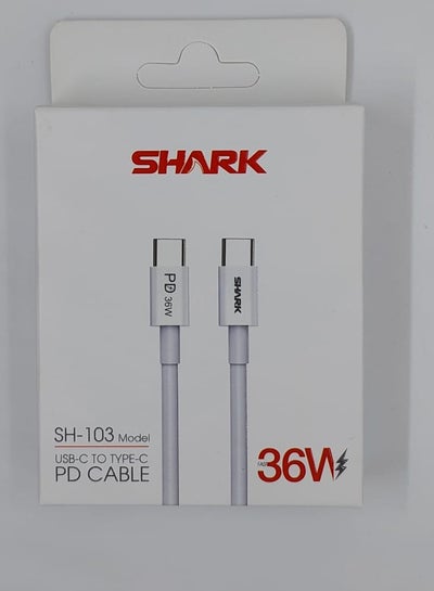 Buy shark sh-103 pd 36w usb c to type.c PD CABLE  1000MM 1M WITHE  TYPE.C TO TYPE.C QUICK SYNC in Egypt