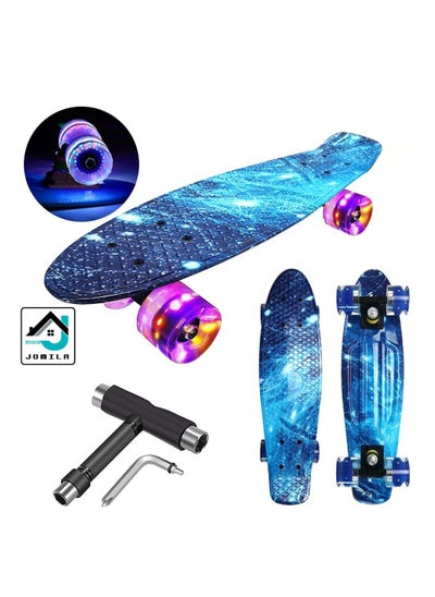 اشتري Skateboard for Kids Ages 6-12 Longboard Skateboard 22" Mini Cruiser Skateboards with LED Wheels Kids Skateboards for Beginners Girls Boys Teens Youths في الامارات