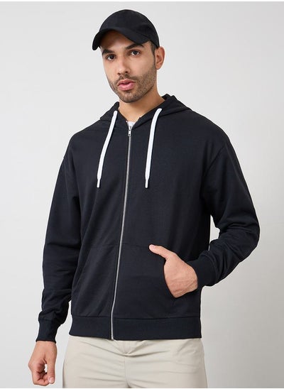 اشتري Relaxed Fit Zip Hoodie with Contrast Drawcord في السعودية