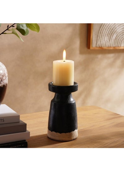 اشتري Elite Terracotta Pillar Candle Holder 10X10X18.5Cm - Black في الامارات