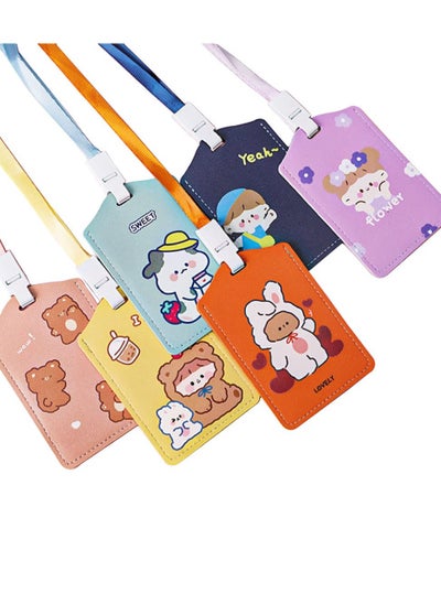 Buy ID Badge Holders 6 Pack Bear Cartoon PU Leather Card Holders with Detachable Neck Lanyard Card Sleeve Cartoon Card Cover for Students Teens Boys Girls Men Ladies Office Staff Work ID School ID in Saudi Arabia