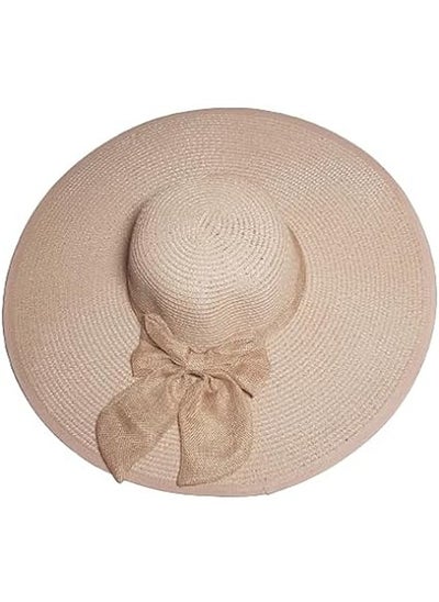 Buy MerryGlam Women Beach Hat | Brim Straw Girls Summer Sunshade Cap_ Travel Foldable Floppy UV Protection Sun Beach Ribbon Hat in UAE