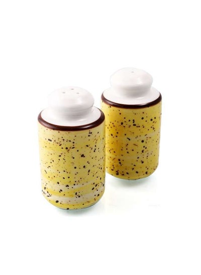 اشتري Porcelain Decorative Yellow Salt & Pepper Set Cylinder في الامارات