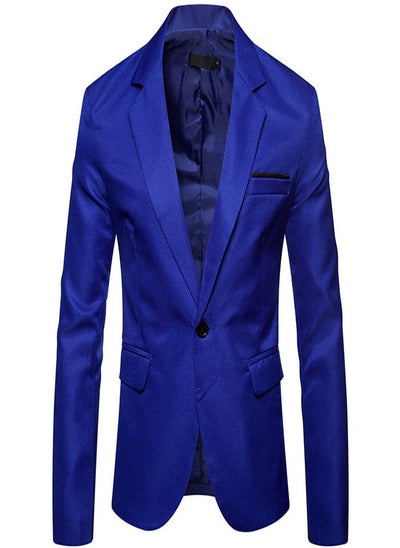 Buy Men's British Fashion Solid Casual Suit Blue in UAE