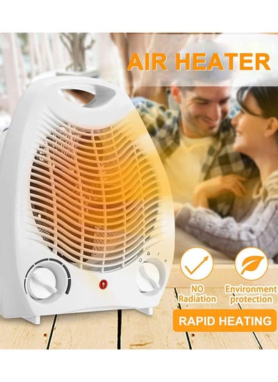 Buy Electric Fan Heater, 2000W ,Denx , Fan Heater with 2 Heat Settings and Overheat Protection, 2000 Watt, White in Saudi Arabia