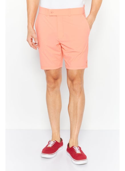 Buy Men Regular Fit Plain Basic Shorts, Collar Peach in UAE