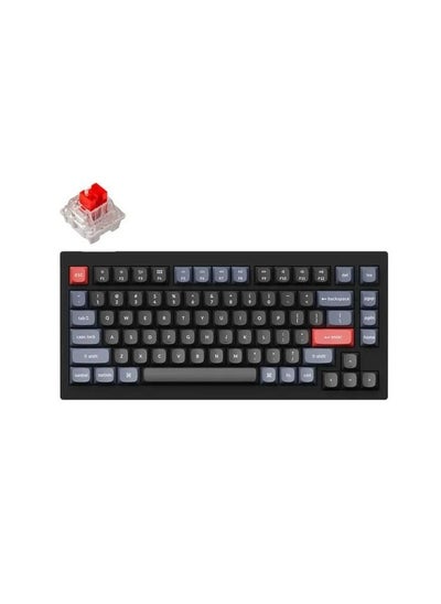 Buy Keychron V1 QMK Custom Hot-Swappable Mechanical Keyboard With 75% Layout, RGB, Knob & Red Switch - Carbon Black in UAE