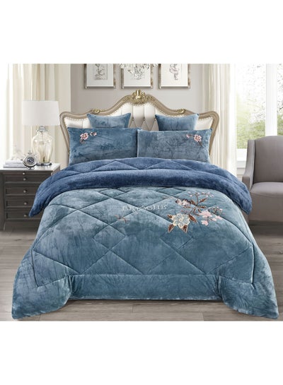 Bed Linen Set - Breathable Comfortable 3-Piece Duvet Cover with Zip - 100%  Cotton Bed Linen Duvet Cover + 2 X 80 X 80 Cm Pillowcases 220 X 240, Floral  Blue 